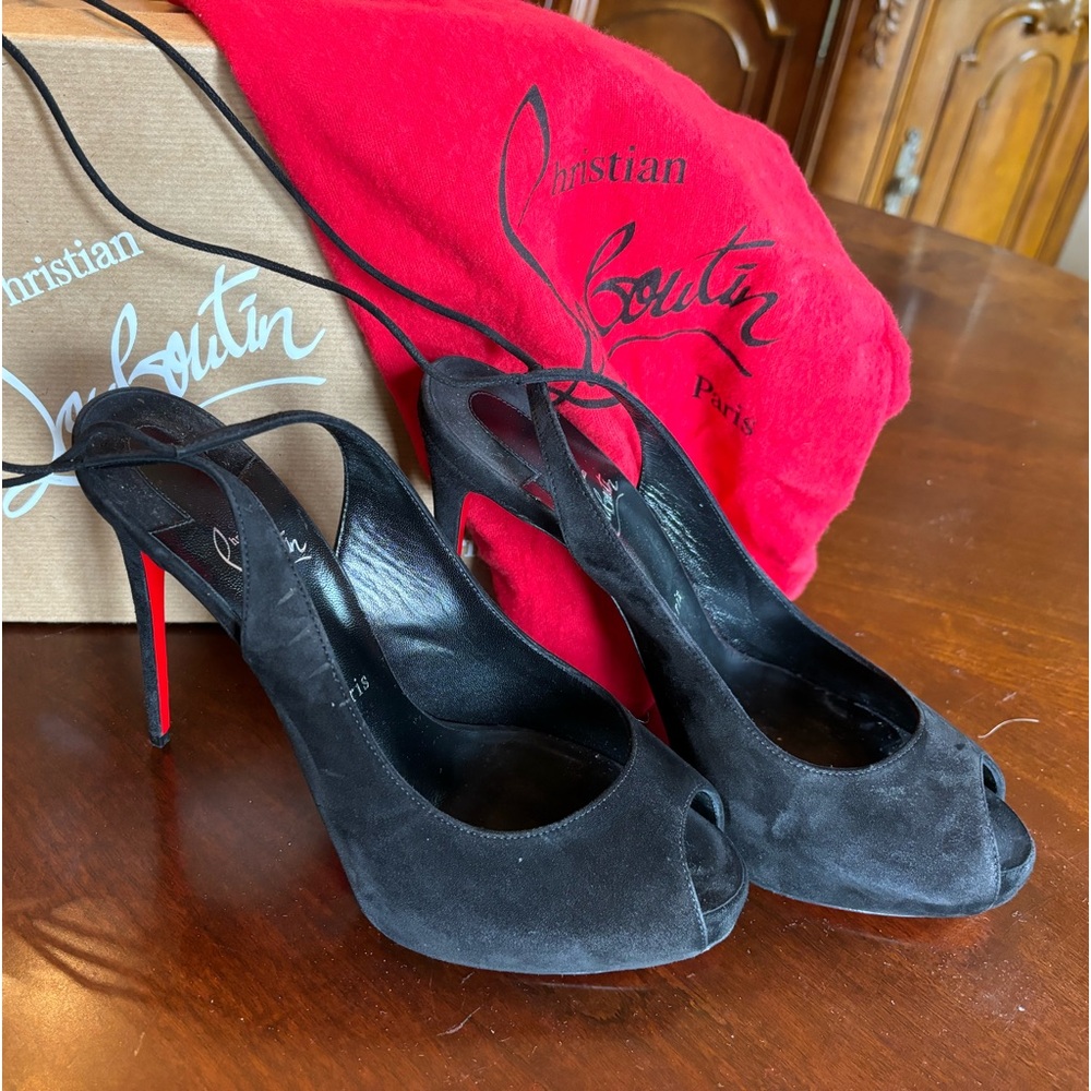 Christian Louboutin Lace Up NVP 120 Peep Toe Heel Pump